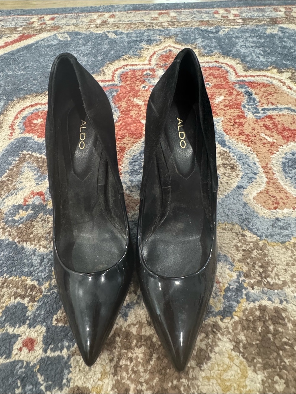 Aldo Black Patent Pointed Toe Heels
